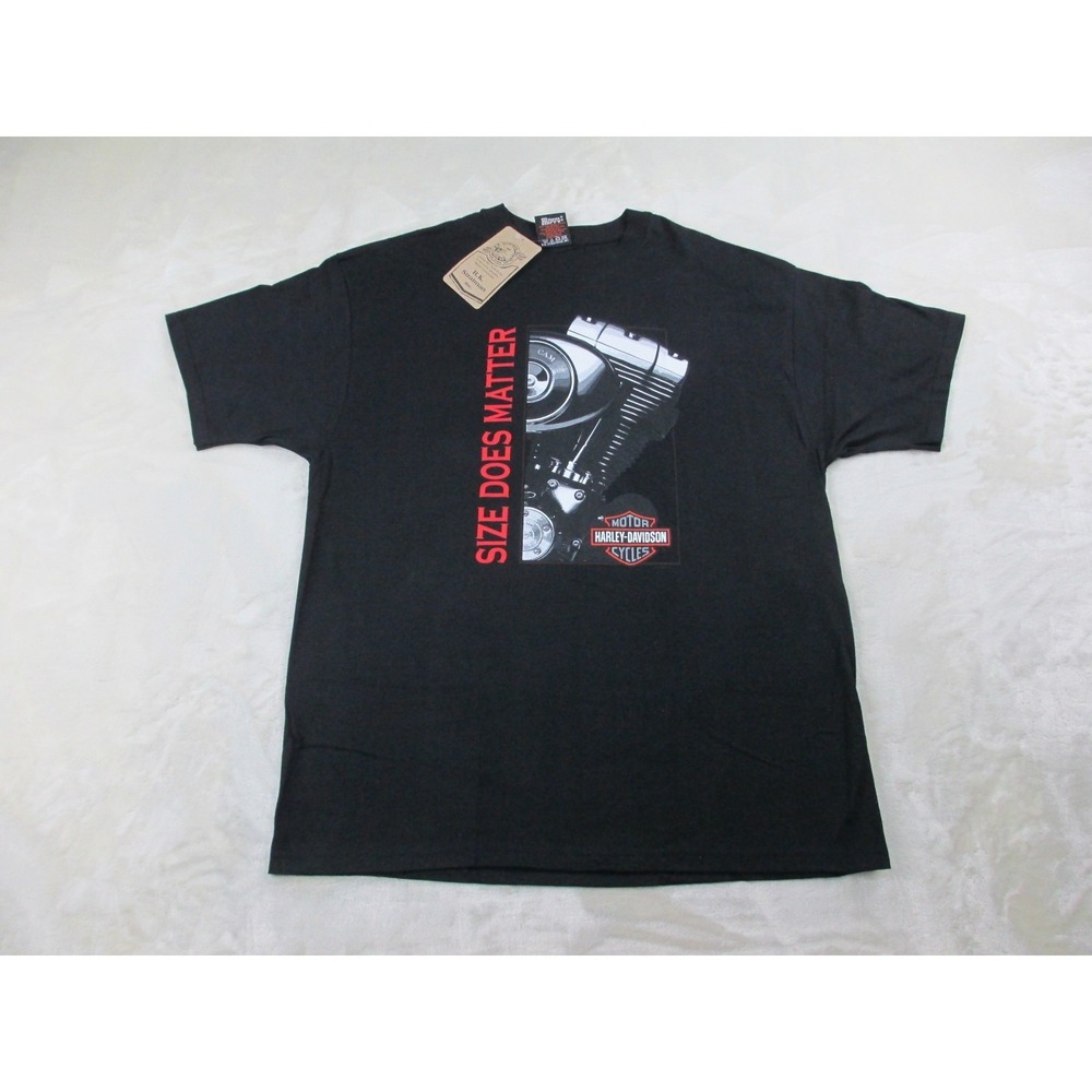 NEW VINTAGE Harley Davidson‎ Shirt Mens Extra Large Black Size Does Matter 00s*